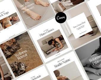 Pilates Studio Instagram Templates: 45 Canva Fitness Posts