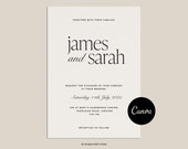 Modern Canva Wedding Invite Template | Fully Customizable Text Font | Elegant & Minimalist Design | Instant Download
