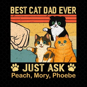Meilleur papa chat de tous les temps, png, Fête des Pères png, rétro fête des pères png, papa drôle, png, fête des pères heureuse, png pour les amoureux des chats, sublimation design