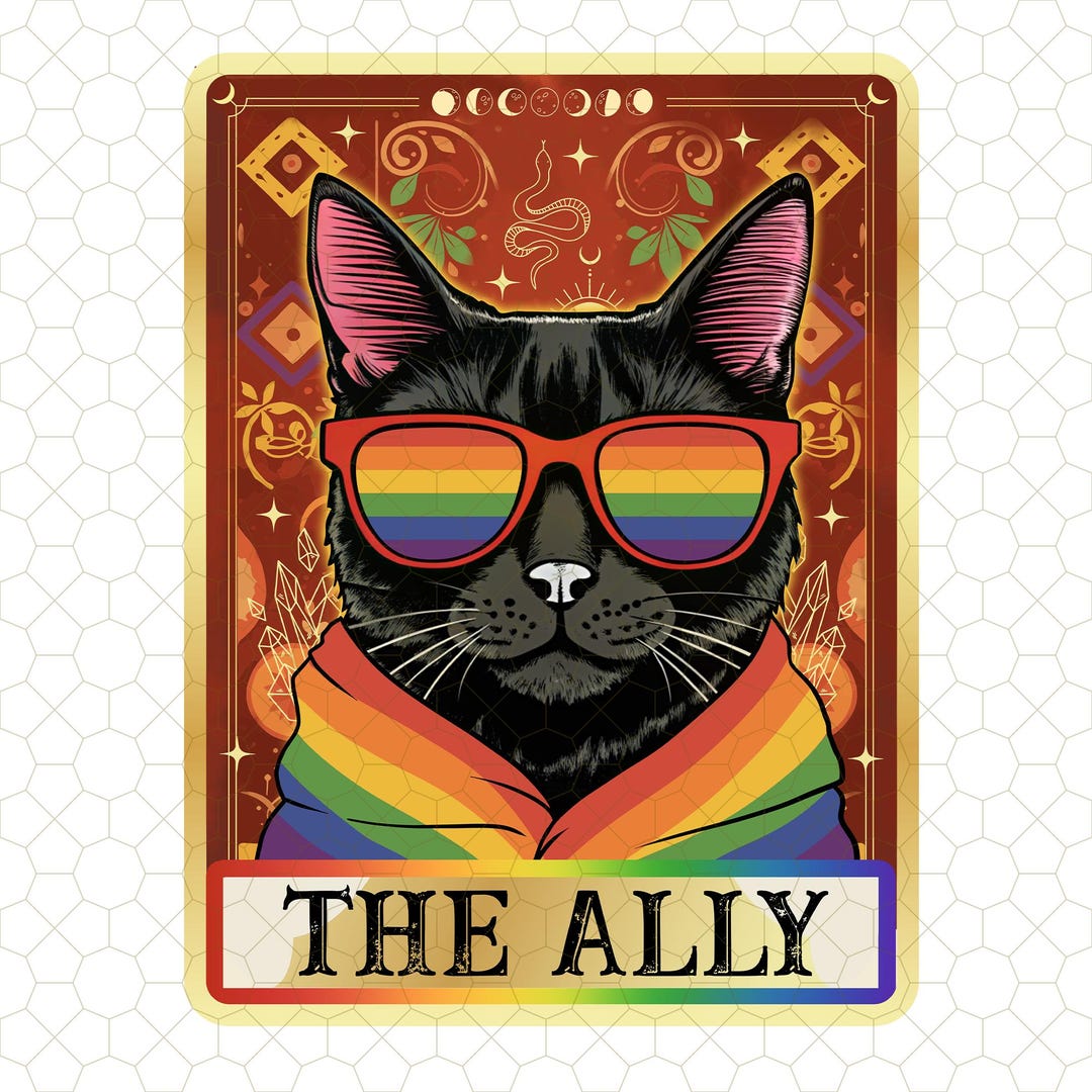 The Ally Black Cat Tarot Card PNG, LGBTQ Pride Digital Download, Queer ...