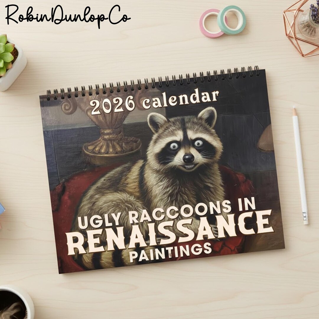 Ugly Raccoon Calendar 2026, Ugly Raccoon Wall Calendar, New Year Room ...