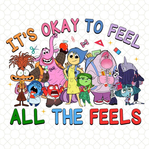 School Its Okay To Feel All The Feels Inside Out Png, Friends Cartoon Emotions Png, Mental Health Matter Png, Cartoon Characters Png