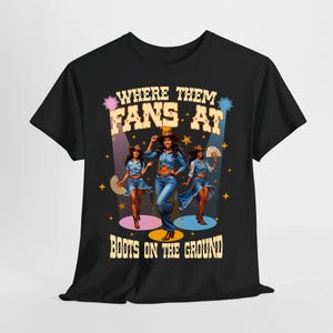 Cowgirl Line Dance T-Shirt: Boots & Fan Graphic Tee