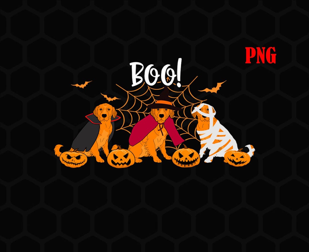 Golden Retriever Ghost Dog Halloween Golden Retriever Witch Digital PNG ...