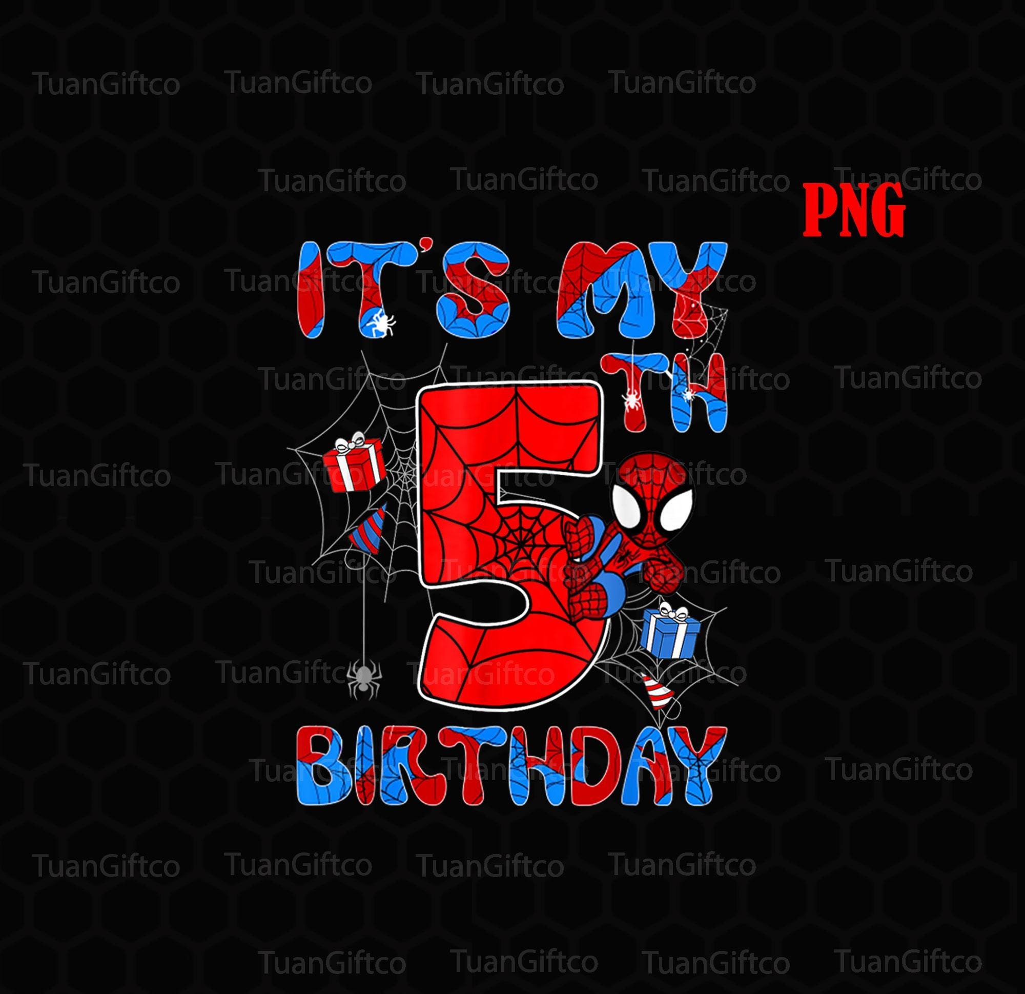 It's My 5th Birthday Spider Web 5 Year Old Boys Png - Etsy