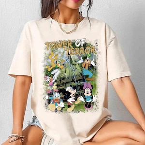 Vintage Disney Halloween Tower Of Terror Shirt, Mickey And Friends T-Shirt, The Hollywood Tower Tee, WDW Disneyland Girl Trip Matching