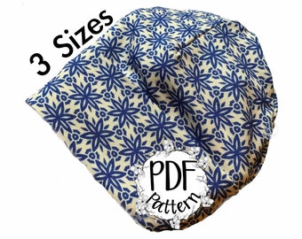 Beanie hat sewing pattern, baby, child's and adult sizes, PDF tutorial, stretch kids hat warm double layer, 3 sizes, slouchy sewing pattern