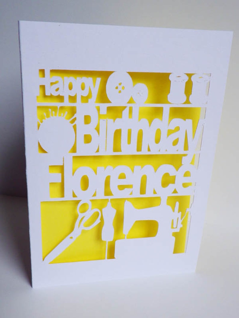 Personalised Birthday Card Seamstress Cut Out Card Etsy