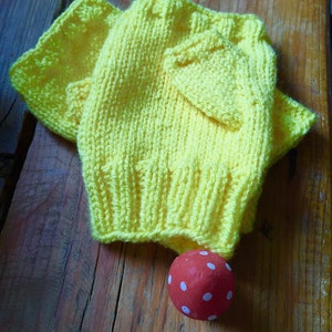Bright yellow fingerless gloves, buttercup yellow handwarmers, image 1