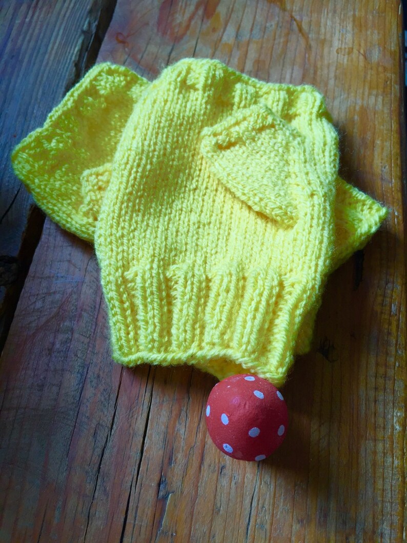 Bright yellow fingerless gloves, buttercup yellow handwarmers, image 1