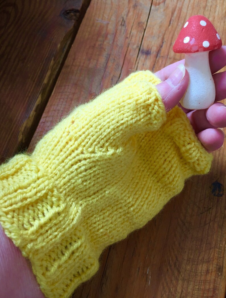 Bright yellow fingerless gloves, buttercup yellow handwarmers, image 4