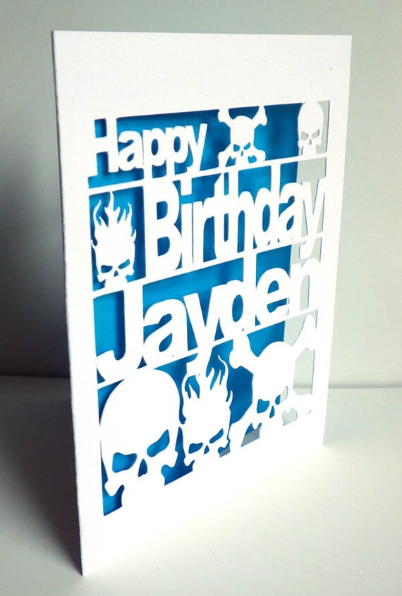 birthday-card-skull-cut-out-card-skull-birthday-card-etsy