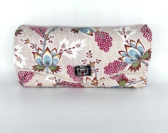 Clutch wallet, large purse, Sanderson fabric, large handmade floral purse, features zip compartment, pockets and 12 card slots, NCW wallet.