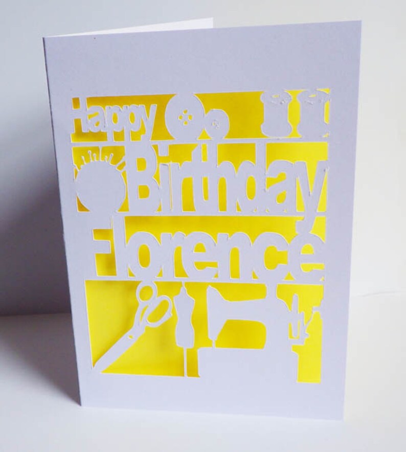 Personalised Birthday Card Seamstress Cut Out Card Etsy