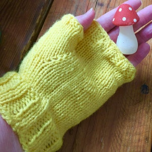 Bright yellow fingerless gloves, buttercup yellow handwarmers, image 3