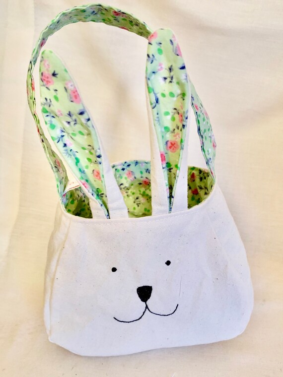 animal gift bag freemotion sewn printed cotton lining gift bag Kitty Cat Bag purse animal bag custom bag cat tote Easter egg bag,