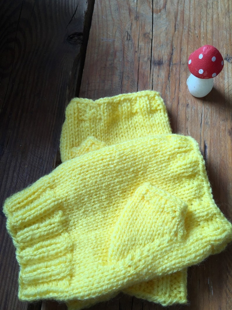 Bright yellow fingerless gloves, buttercup yellow handwarmers, image 2