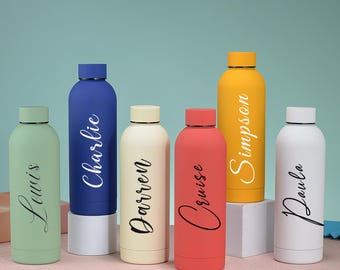 Botella de agua personalizada, botella de agua de acero inoxidable personalizada, vaso para dama de honor, botella térmica, botella para gimnasio, regalo para padrinos de boda.