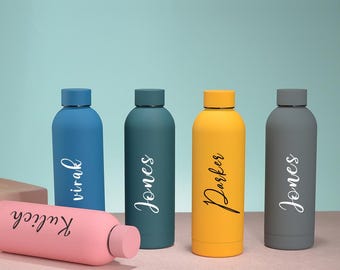 Botella de agua de acero inoxidable personalizada, vaso para dama de honor, botella para bebidas, botella térmica, botella para gimnasio, regalo para padrinos de boda, taza personalizada con tapa.