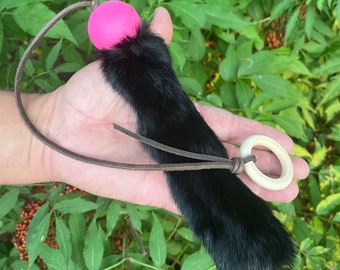 Rabbit fur pong cat toy