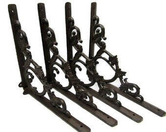 Set of 4 Cast Iron Shelf Brackets Classic 5/" x 6.5/" Hanger New Antique-Style