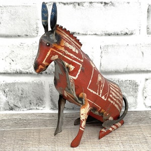 Rustic Repurposed Recycled Scrap Metal Donkey Mule Statue Home Farm Garden Lodge