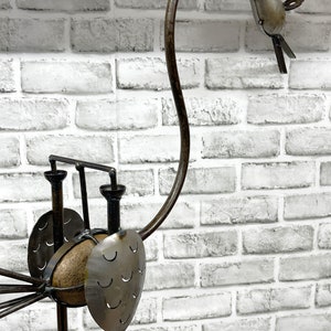 Kinetic Welded Metal 28 X 30 Rocking Bird Statue Garden Yard Porch Deck ...