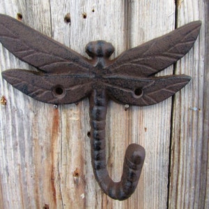 Vintage Style Cast Iron Dragonfly Rustic School Coat Hook Wall Mount