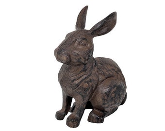 7" Lifelike Rustic Cast Iron Rabbit Bunny Hare Doorstop Paperweight Farmhouse Garden Decor