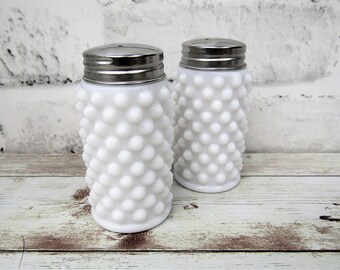 New Set of 2 White Hobnail Milk Glass Salt & Pepper Shakers Fenton-Reproduction