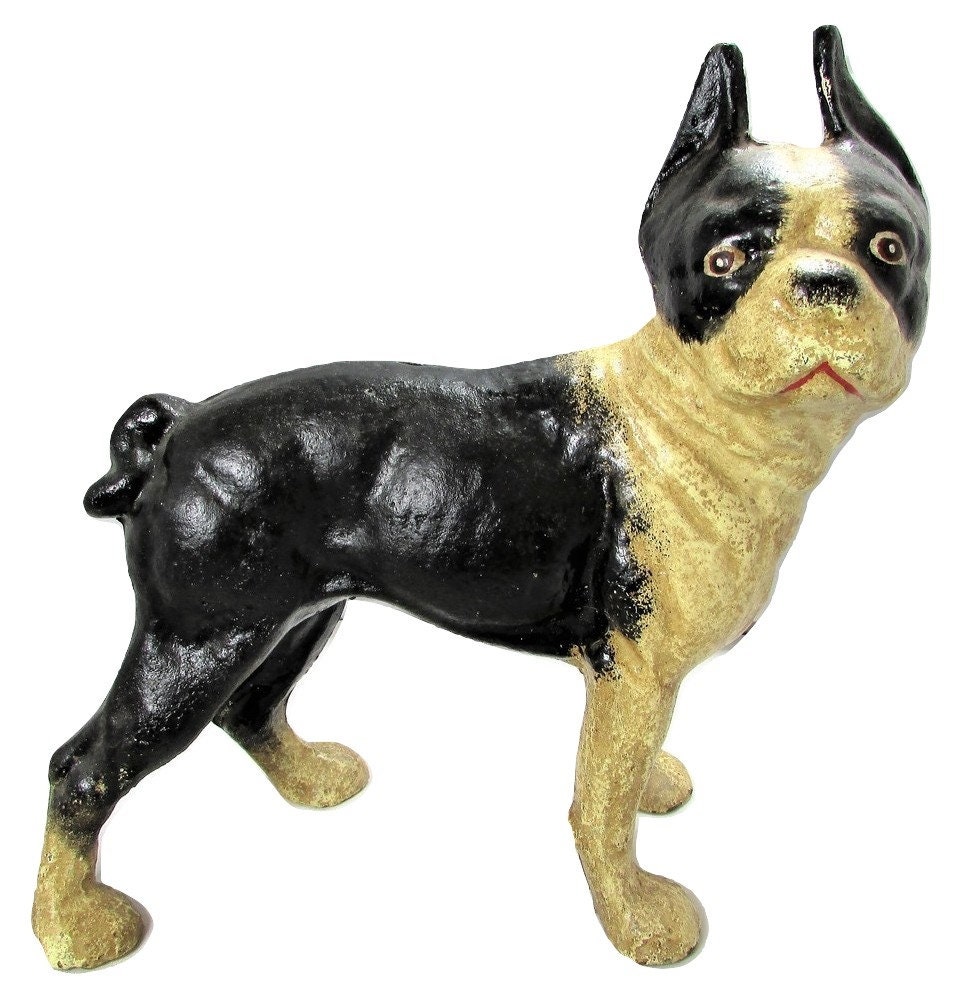 Primitive Vintage Style Cast Iron Boston Terrier Dog Bank 10 Inch Reproduction Door Stop Paperweight Primitive Vintage Style Cast Iron Boston Terrier Dog Bank 10 Inch Reproduction Door Stop Paperweight