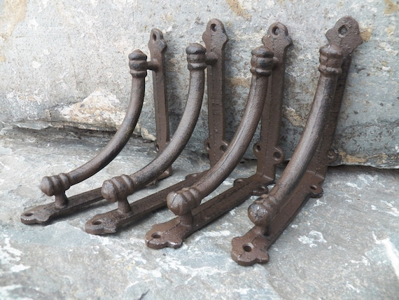 Set of 4 Cast Iron Shelf Brackets New Hanger Rustic 5.5/" x 5.5/" Tubular