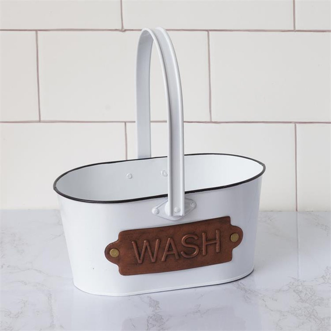 Vintagestyle Enamelware Bathroom WASH Caddy Washcloth Holder Etsy
