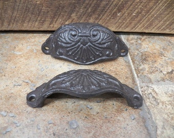 Set of 2 Rustic 4" Cast Iron Small Drawer Cabinet Cup Pull Handle Cupboard