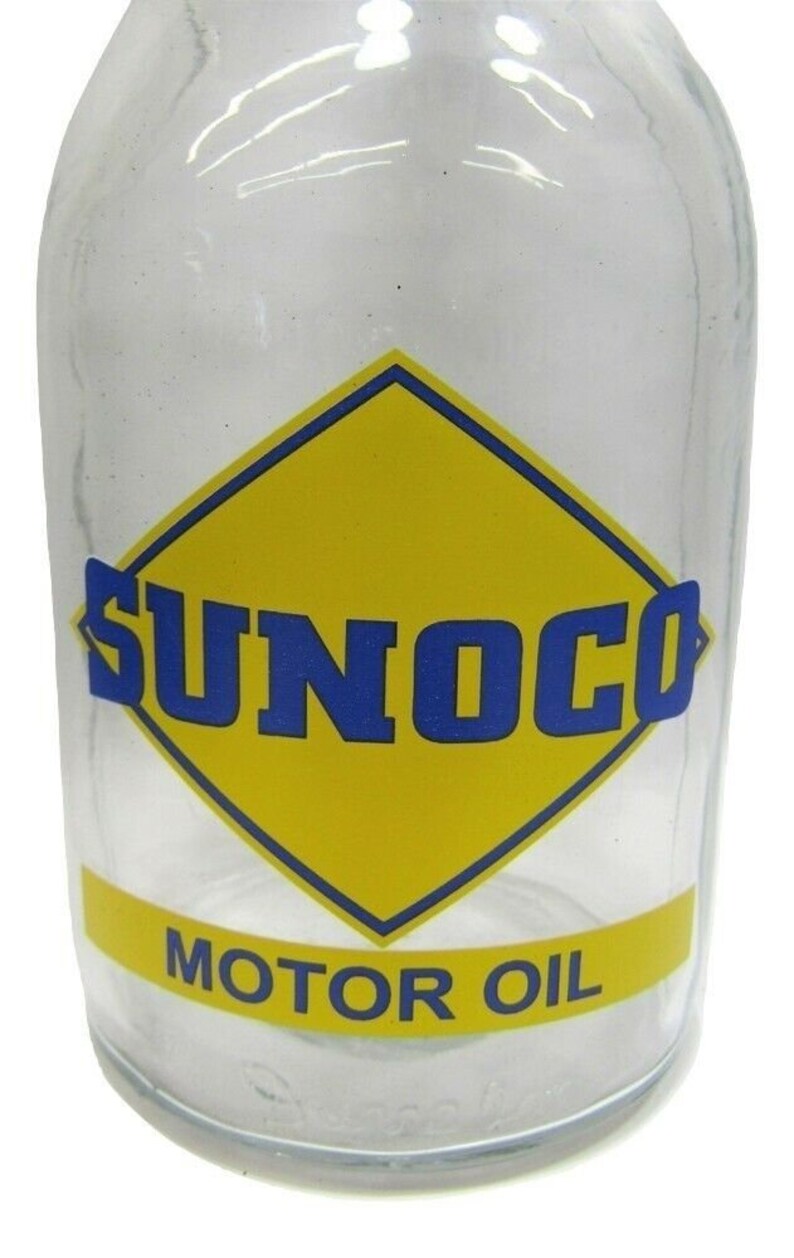 New Vintagestyle 1 Quart Glass Sunoco Motor Oil Bottle Etsy