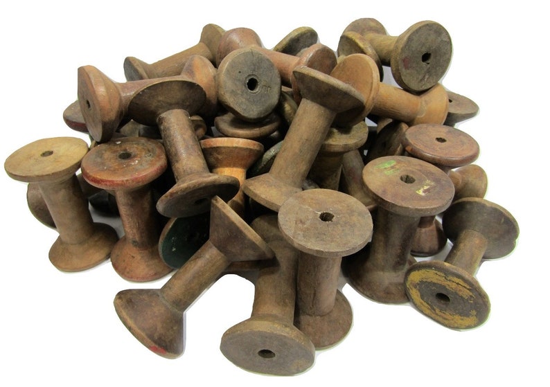 Lot of 6 Antique Wood Wooden Small Textile Bobbins Spindles Etsy