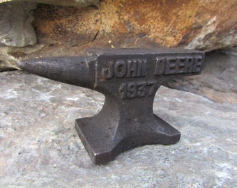 Old West Designs Decorative Salesman Sample Sized "John Deere 1937" Cast Iron Anvil Small 4.75 inches