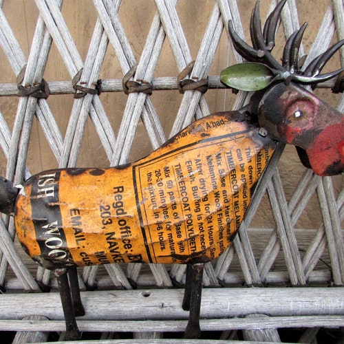 Big Sky Antiques Rustic Small 7 Tall Repurposed Scrap Metal Realistic Moose Statue Home Farm Garden Decor Big Sky Antiques Rustic Small 7 Tall Repurposed Scrap Metal Realistic Moose Statue Home Farm Garden Decor
