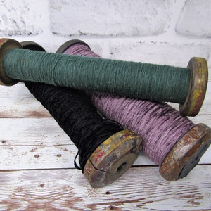 Set of 3 Antique Vintage Industrial Textile Bobbins Spools w/Thread Yarn String