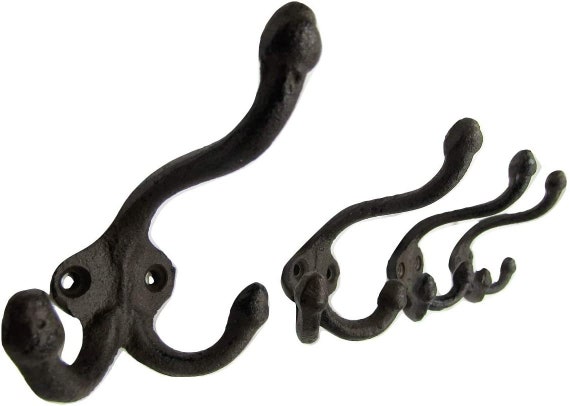 Lot 8 New Antique-Style Rustic Flat Top Hat Coat Hooks Cast Iron Wall Mount