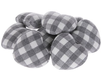 Set Of 8 Gray & White Buffalo Check Plaid Gingham Small 3" Heart Bowl Fillers