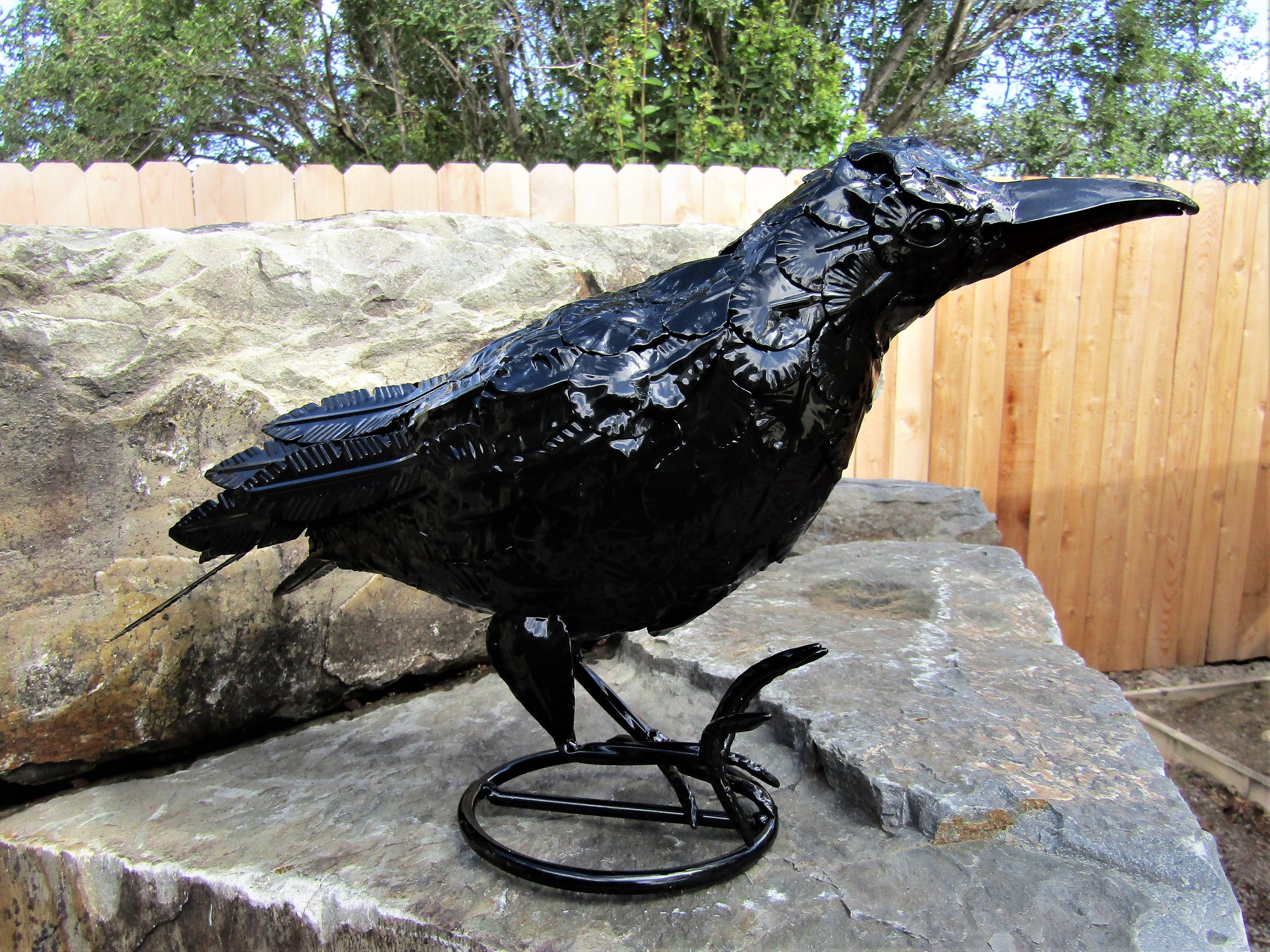 Rustic Primitive Shiny Black Metal Crow Raven Blackbird Bird - Etsy