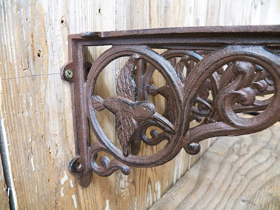 4 BROWN ANTIQUE-STYLE 6.5/" SHELF BRACKETS CAST IRON rustic garden DECORATIVE