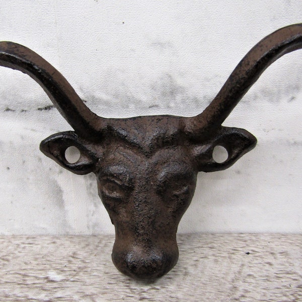 Rustic Brown Bull Steer Cow Western Rustic Look Pull Drawer Door Knob or Coat Hat Hook Hanger