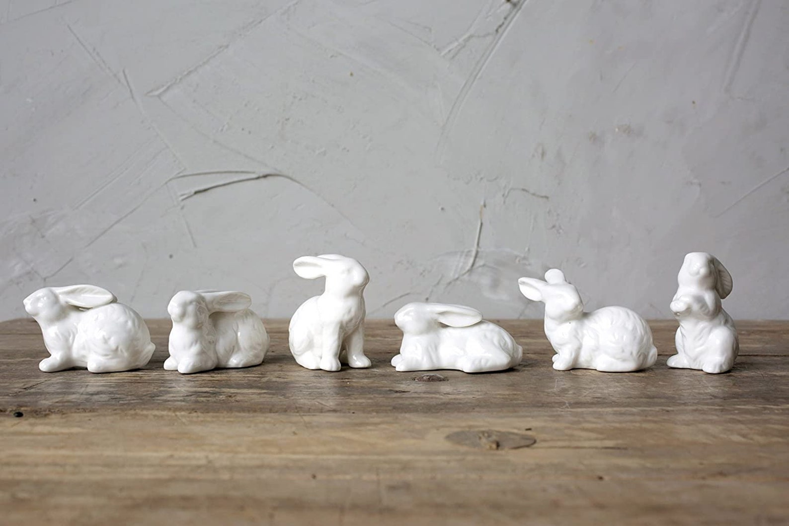 Set of 6 2.5 White Stoneware Bunny Rabbit Animal | Etsy