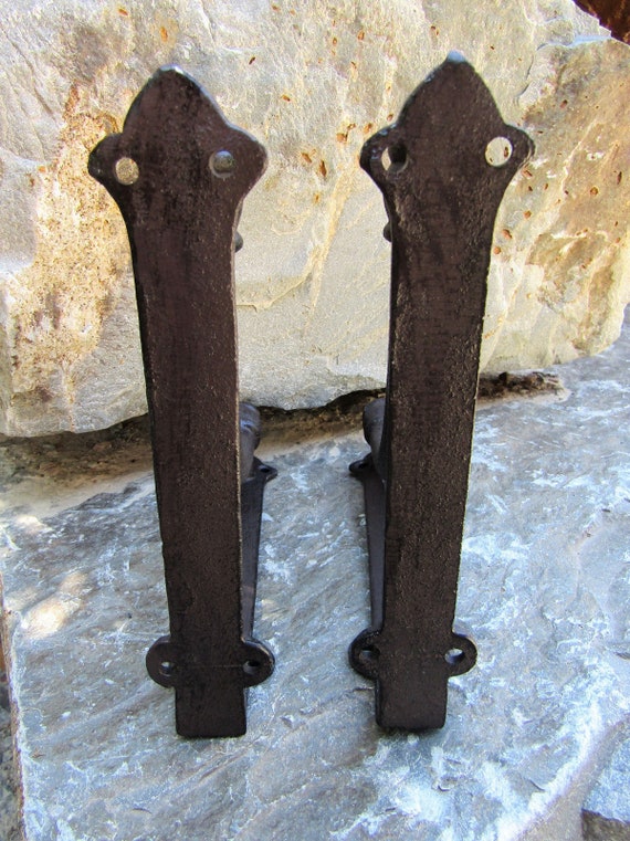 Set of 2 Cast Iron Shelf Brackets New Antique-Style Twig Branch Rustic 7/" x 7/"