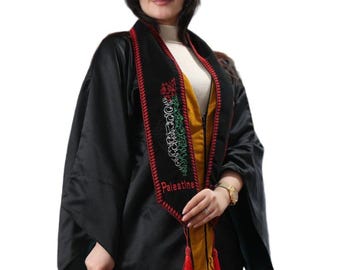 Embroidered Stole with Palestine Map & Arabic Script – Celebrate Cultural Heritage