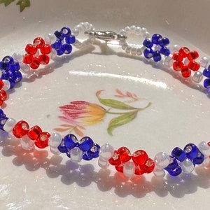 red white and blue beaded bracelet