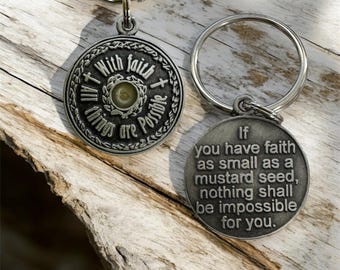Mustard Seed Keychain: Antique Style Religious Gift
