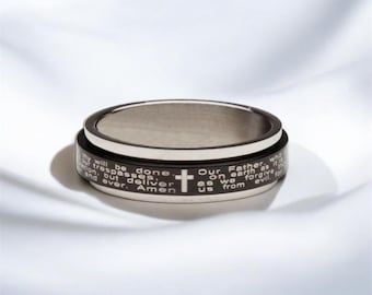 Stainless Steel Spinner Ring: Lord's Prayer, Serenity Prayer